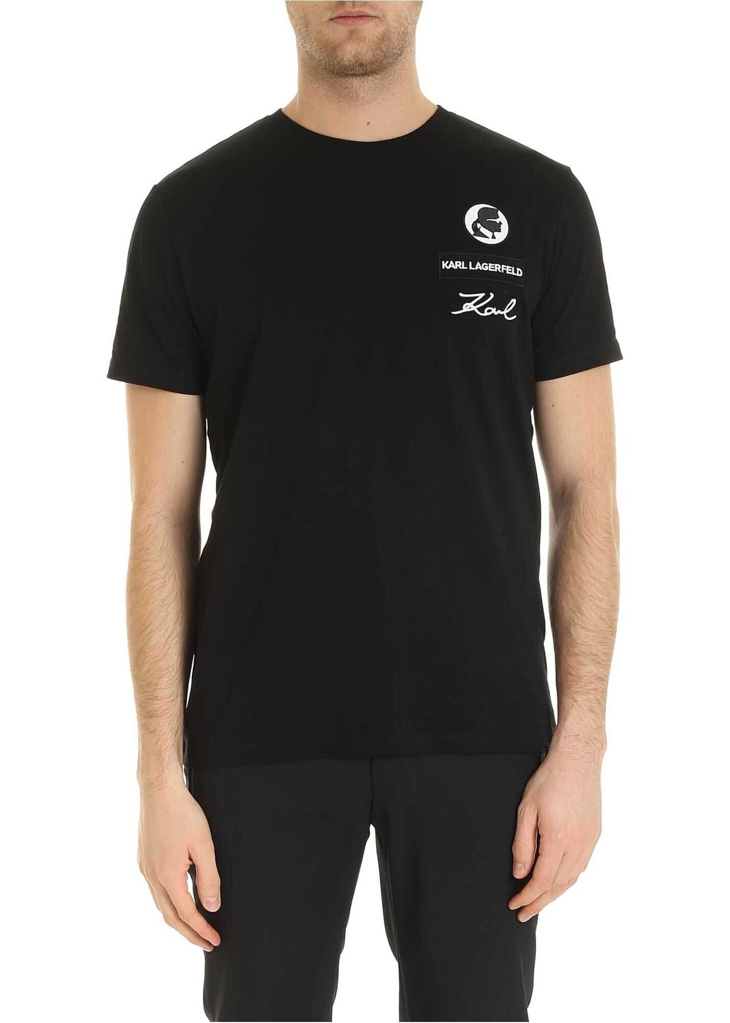 Karl Lagerfeld Logo Patch T-Shirt In Black Black