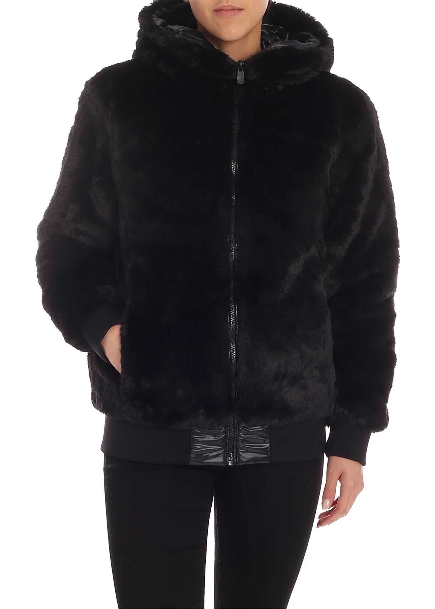 Save the Duck Black Eco-Fur Down Jacket Black