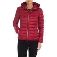 Geci de iarna Burgundy Down Jacket With Logo Patch Femei