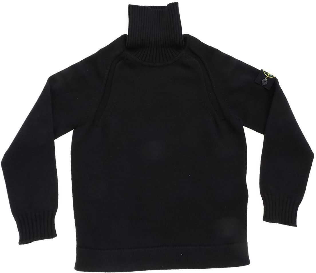 Stone Island Junior Ribbed Knitted Turtleneck In Black Black
