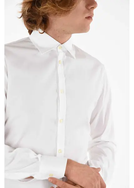 Camasi elegante DSQUARED2 Stretch Cotton Shirt White Barbati (BM 7139807) 4