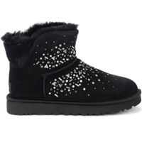 Botine Classic Galaxy Bling Mini Ankle Boots In Black Leather With Crystals Femei