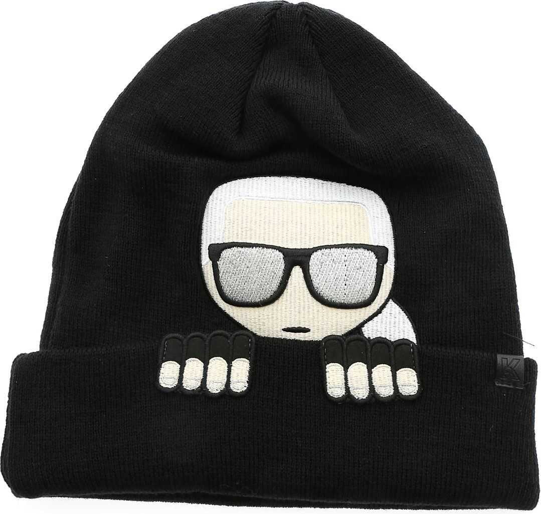 Karl Lagerfeld Karl Embroidery Beanie In Black Black