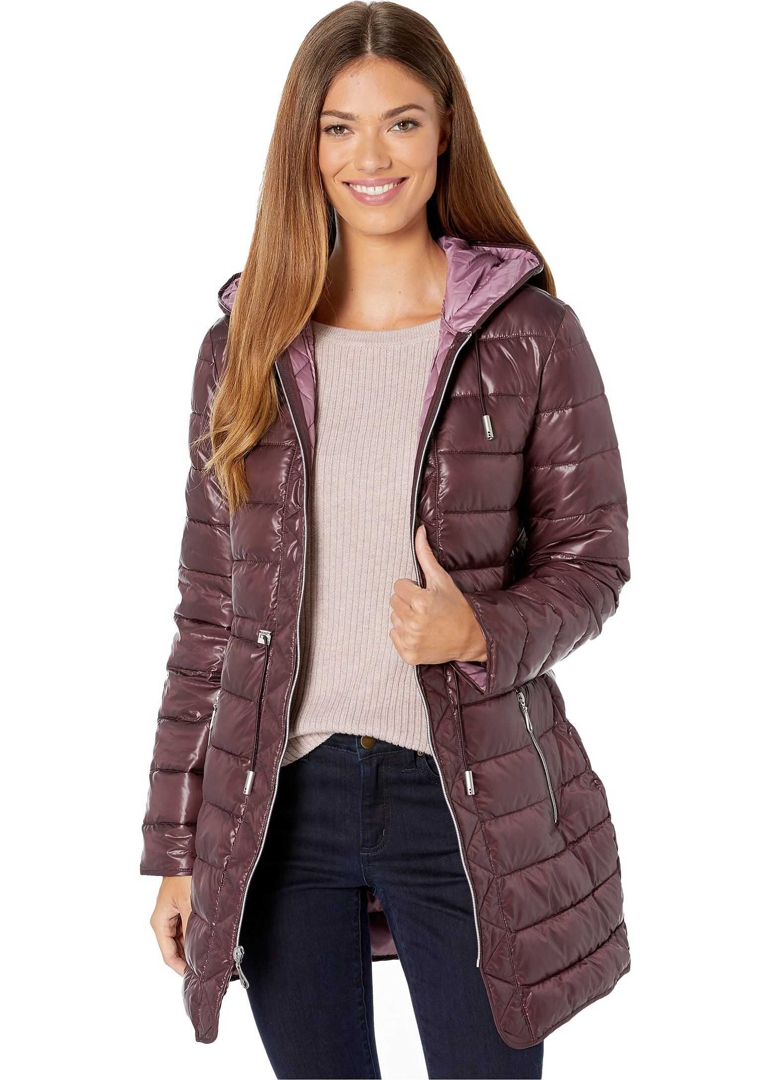 Kenneth Cole New York Hooded Packable Anorak Rum Raisin/Mauve