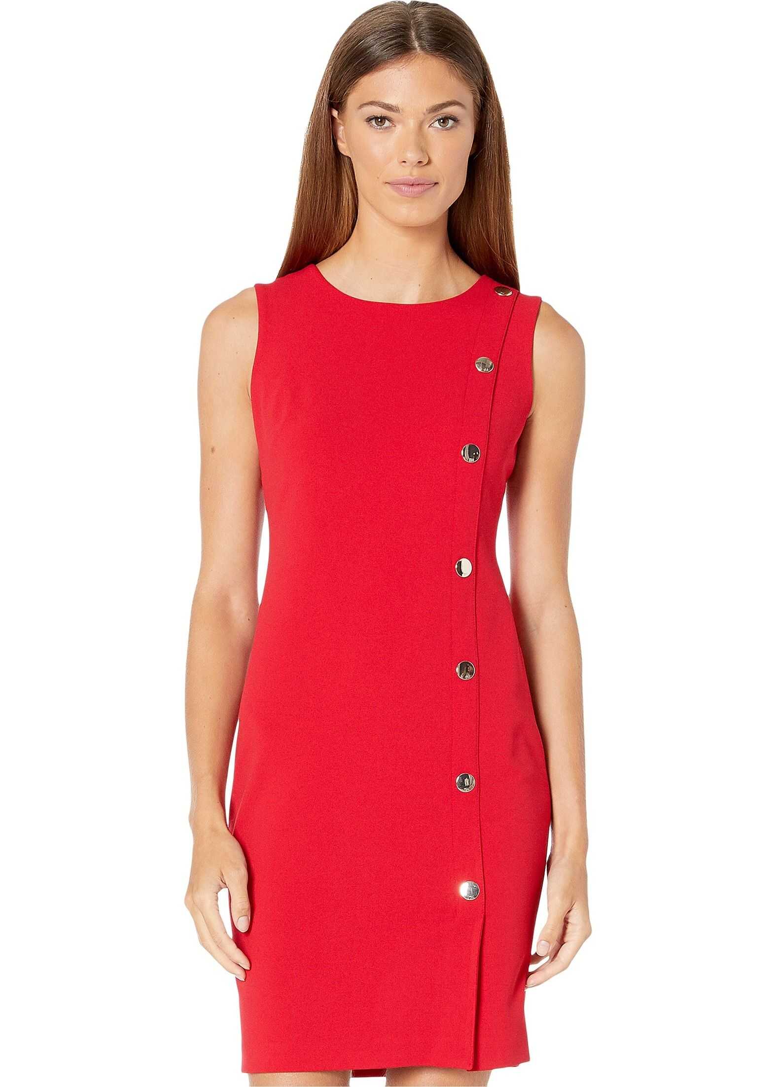Tommy Hilfiger Side Snap Sheath Dress Scarlet