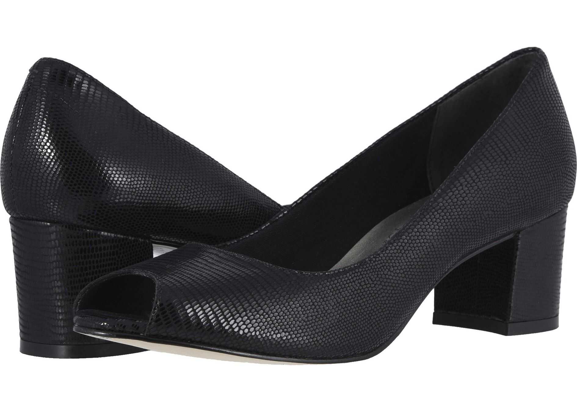 Walking Cradles Jaunt Black Patent Lizard Print Leather