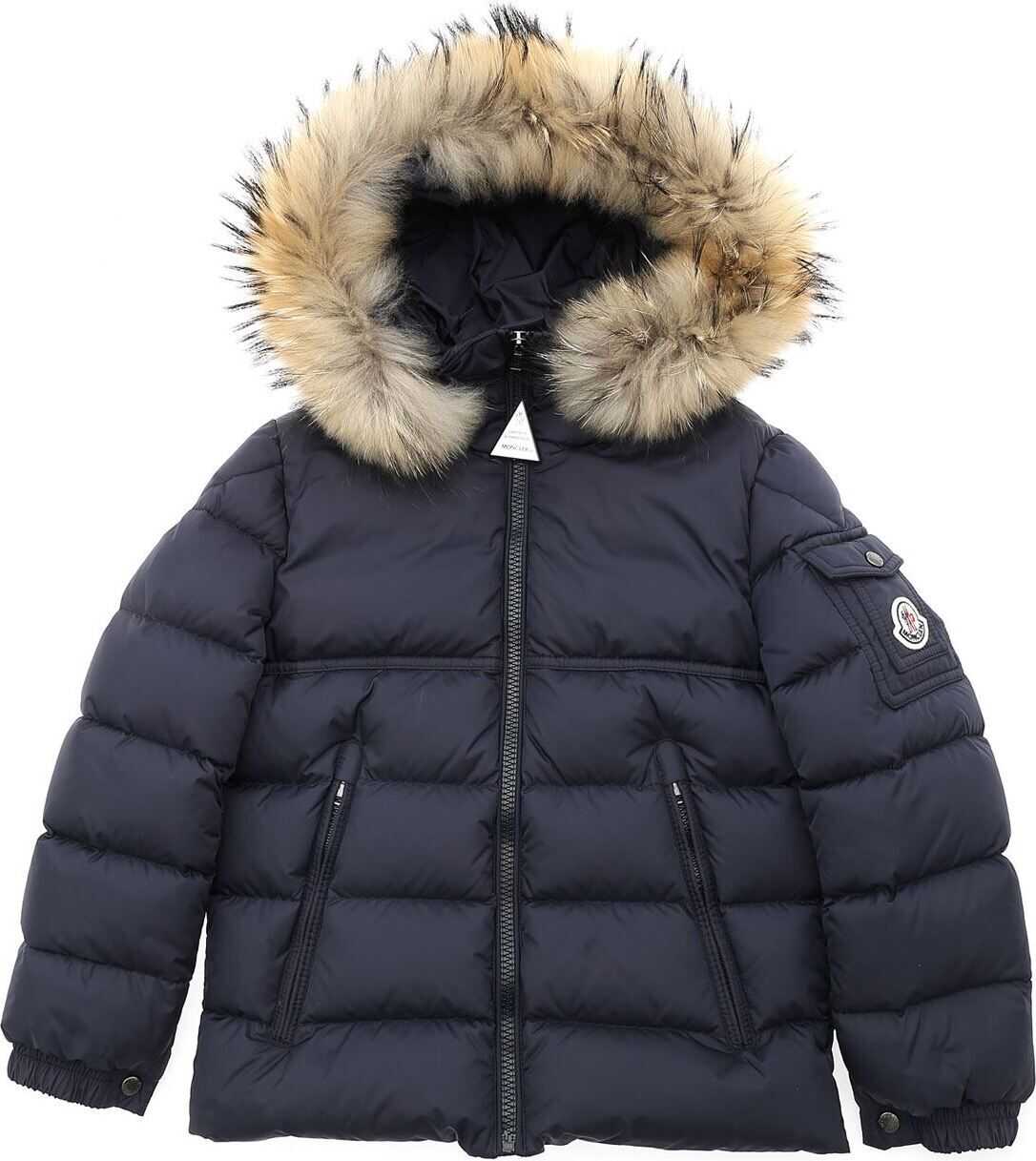 Moncler Kids New Byron Down Jacket In Blue Blue