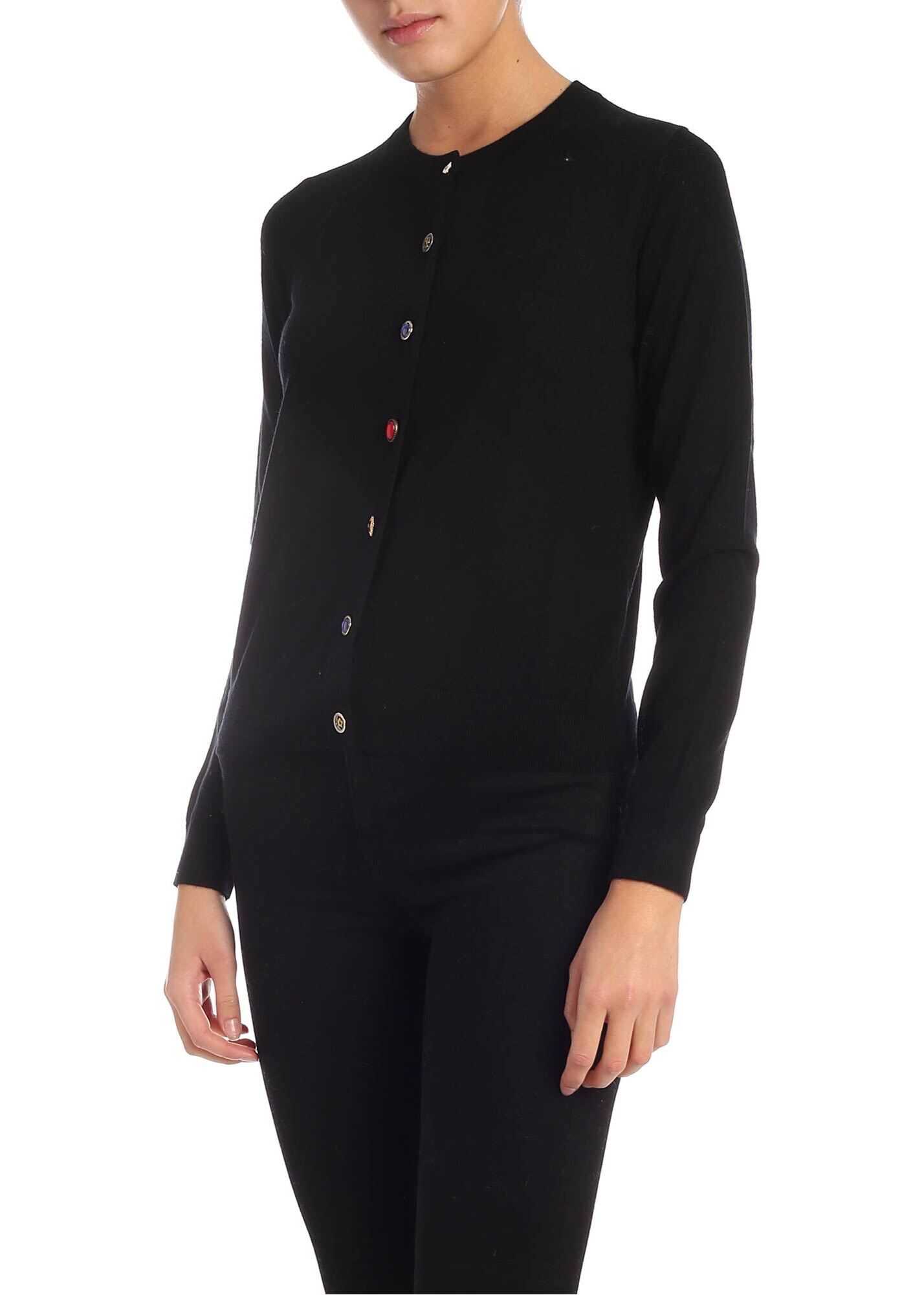 PS by Paul Smith Mismatch Button Cardigan In Black Black