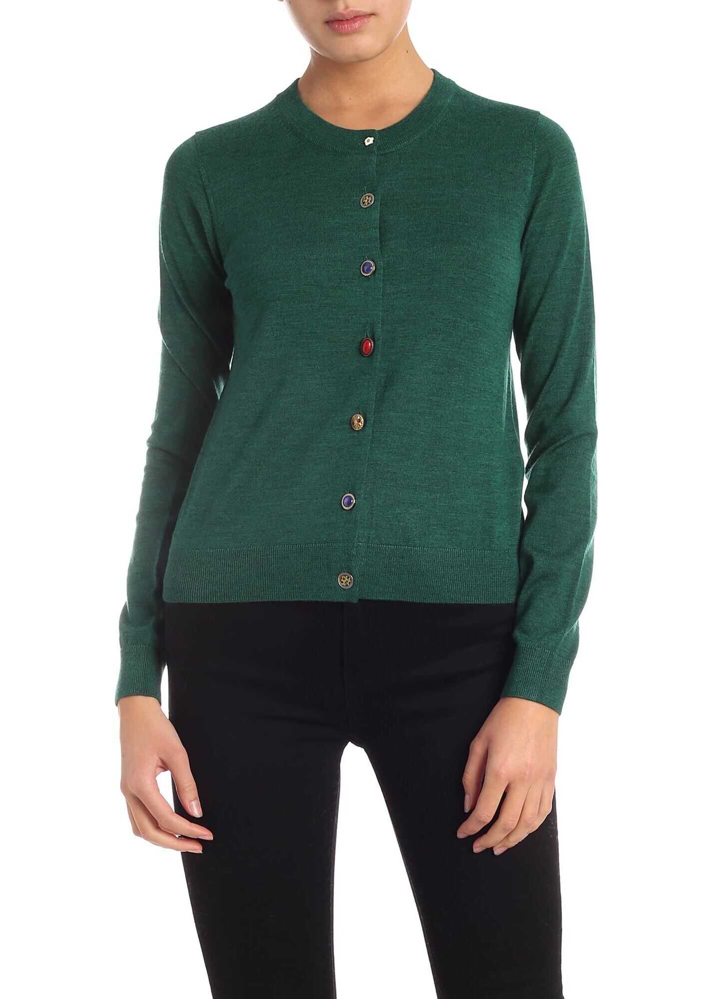 PS by Paul Smith Mismatch Button Cardigan In Green Green