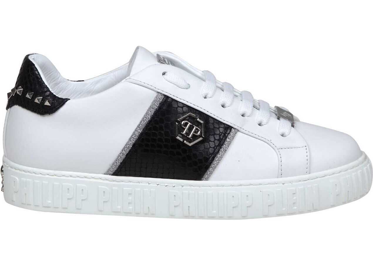 Philipp Plein Studs Lo-Top Sneakers In White And Black White