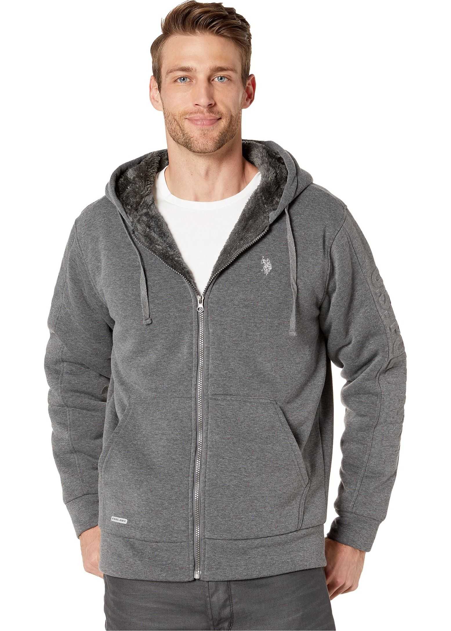 Bluza U.S. POLO ASSN. Embossed Wordmark Hoodie Dark Grey