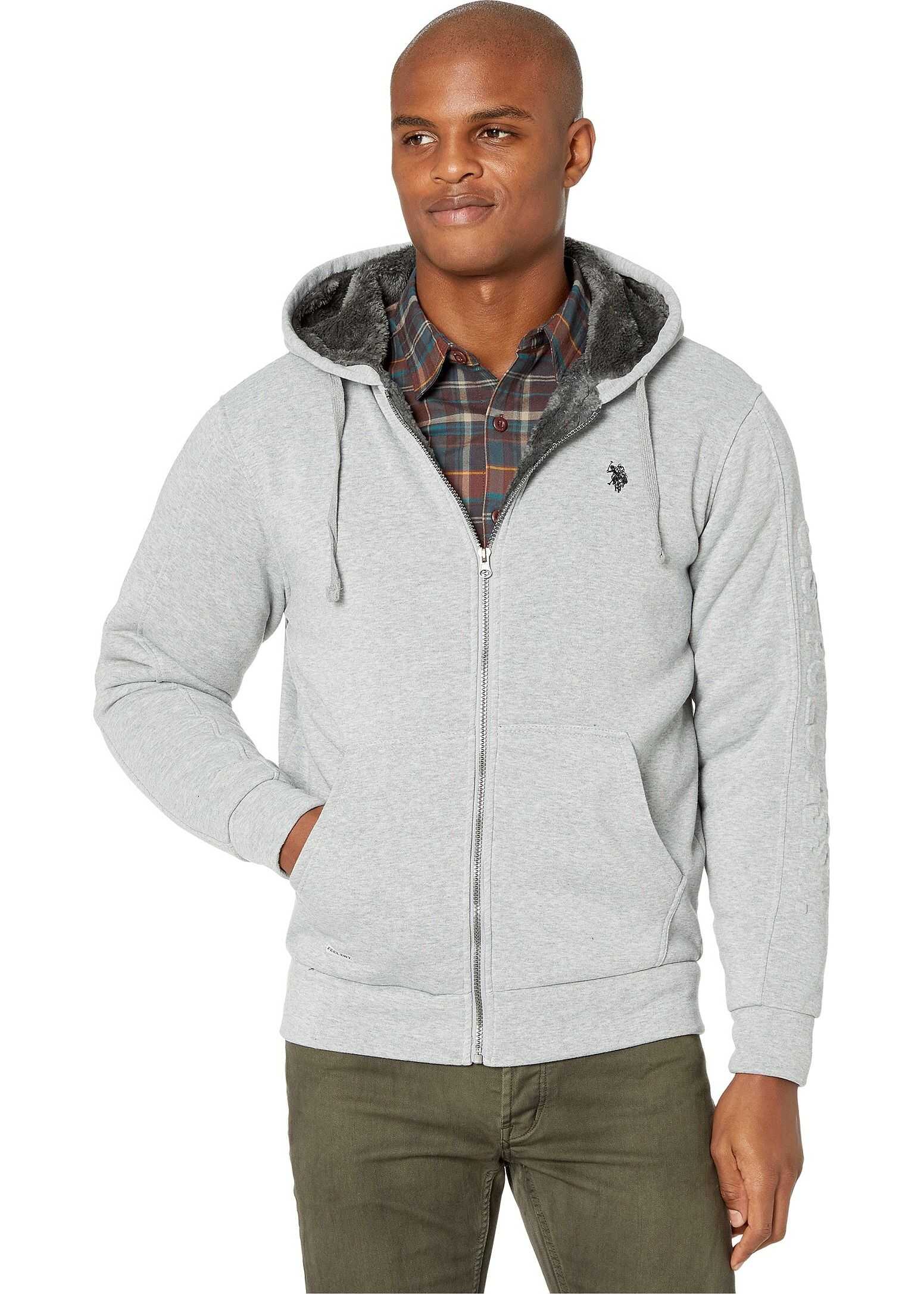 Bluza U.S. POLO ASSN. Embossed Wordmark Hoodie Heather Grey