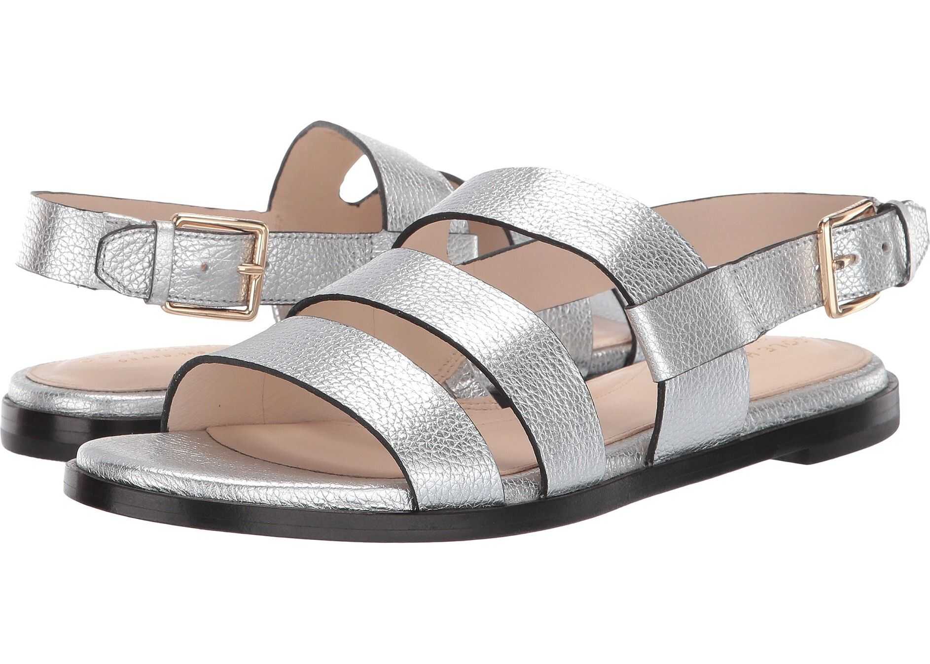 Cole Haan Anela Grand Sandal Silver Metallic Tumbled Leather