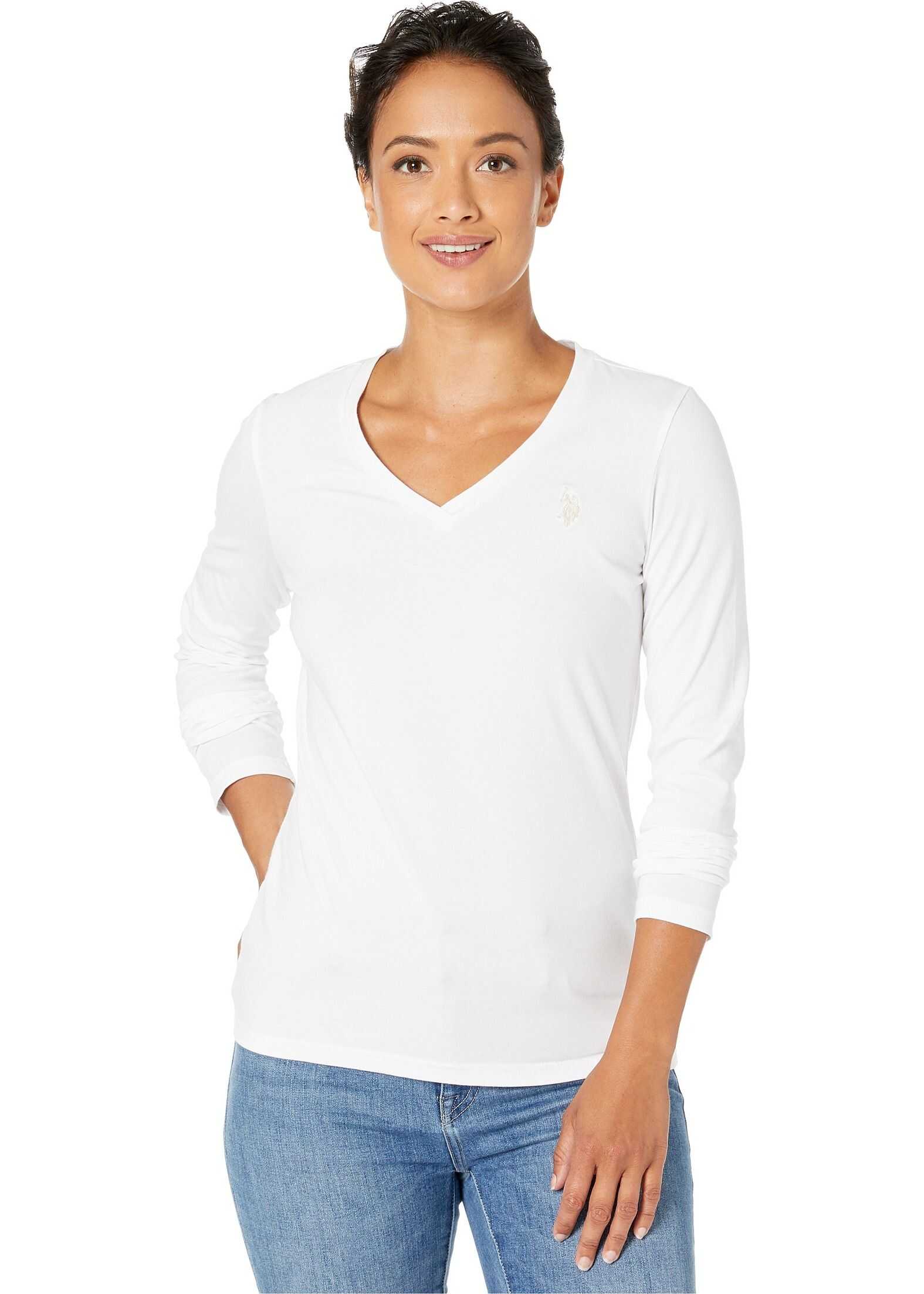 U.S. POLO ASSN. Solid Long Sleeve Stretch Tee Optic White