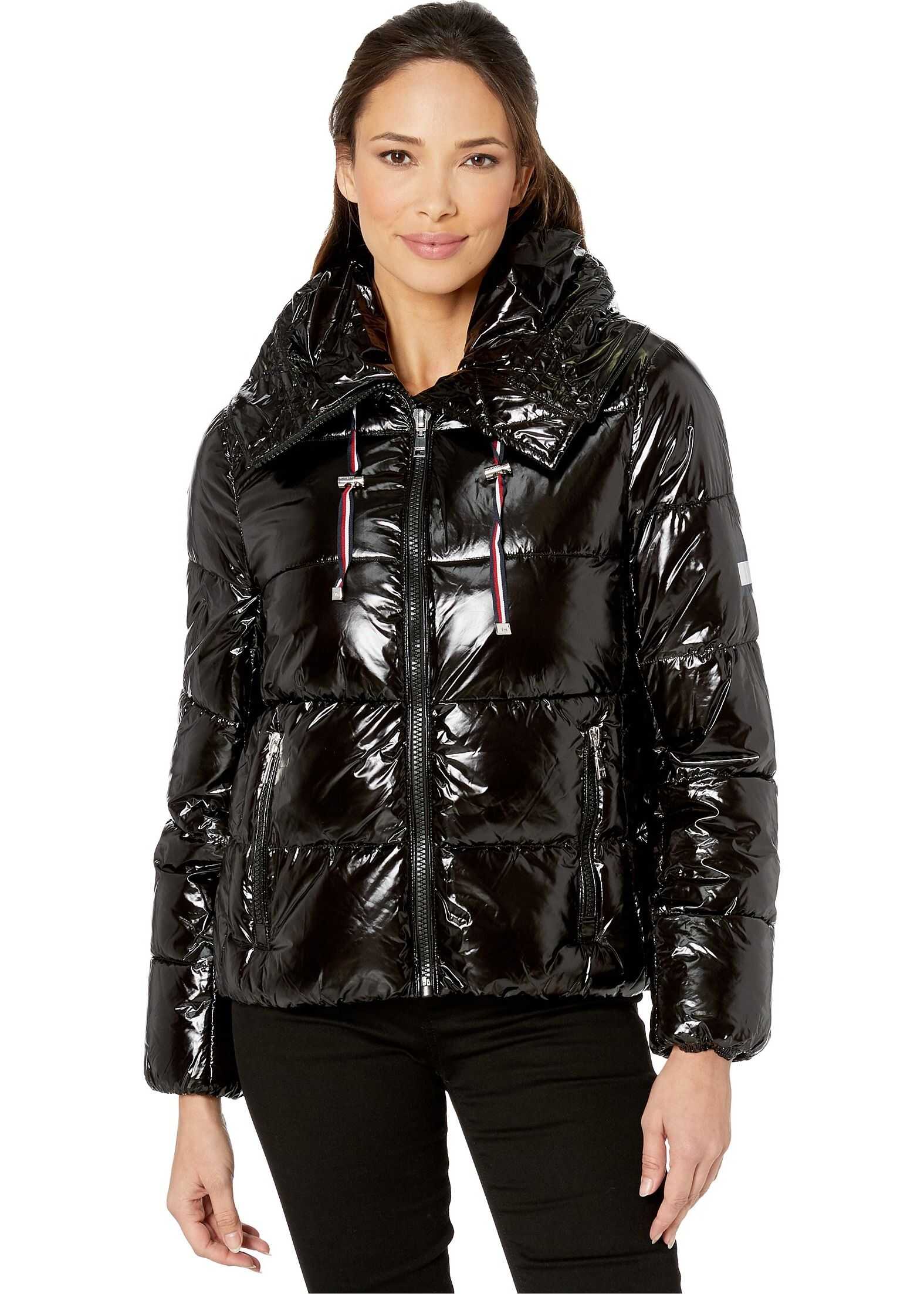Tommy Hilfiger Shiney Color Block Puffer w/ Hood Black
