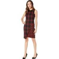 Rochii elegante Plaid Asymmetrical Hem Dress Femei