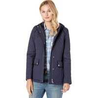 Geci de iarna 26.5" Hooded Small Diamond Quilt w/ Flap Pockets Femei