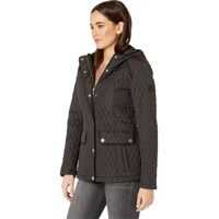 Geci de iarna 26.5" Hooded Small Diamond Quilt w/ Flap Pockets Femei