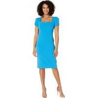 Rochii elegante Tulip Cap Sleeve Square Neck Sheath Crepe Dress Femei