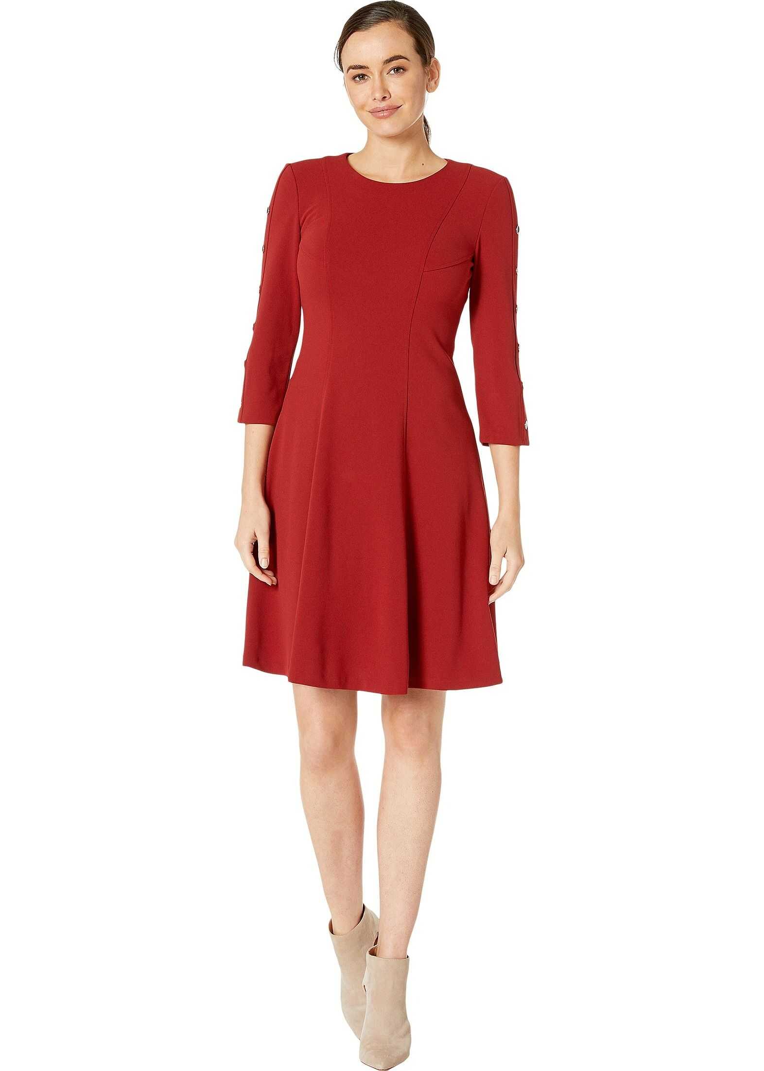 Tommy Hilfiger Snap Sleeve Fit-and-Flare Dress Hickory