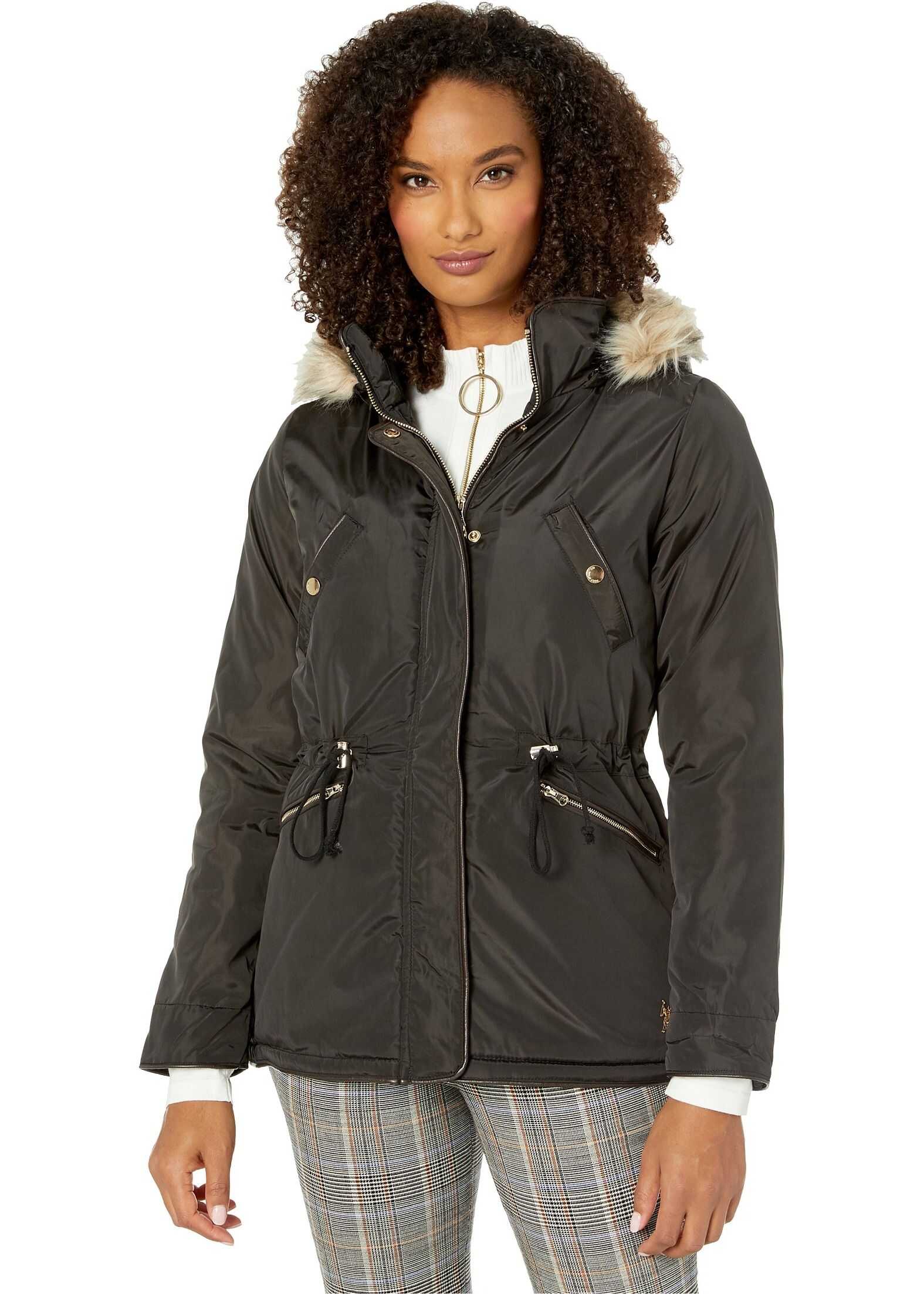 U.S. POLO ASSN. Anorak with Fur Hood Black