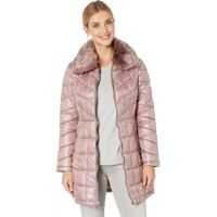 Geci de iarna Zip Front Quilted Puffer w/ Faux Fur Trimmed Collar Femei