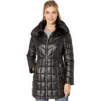 Geci de iarna Zip Front Quilted Puffer w/ Faux Fur Trimmed Collar Femei