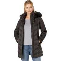 Geci de iarna Chevron Quilted Puffer w/ Faux Fur Trimmed Hood Femei