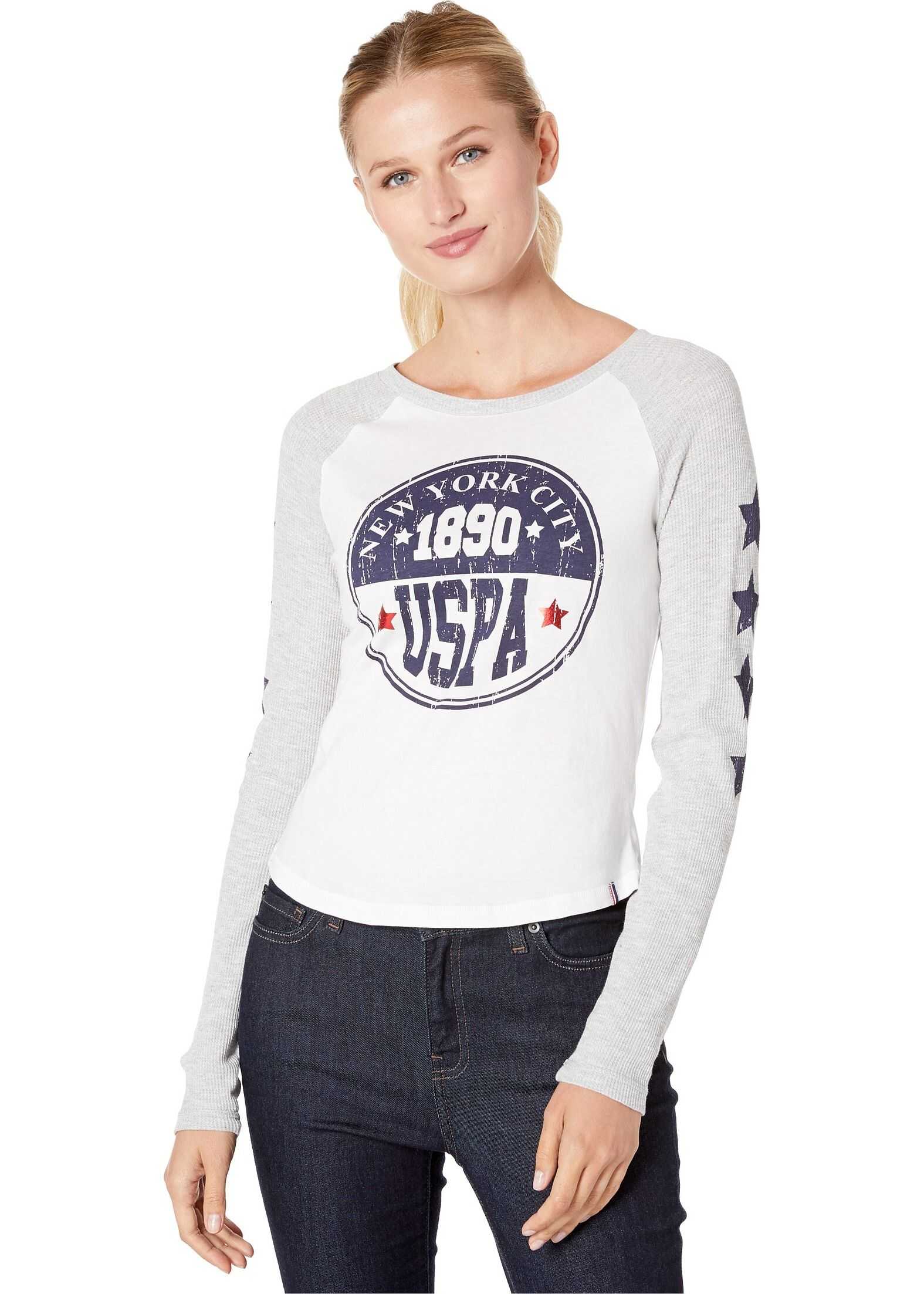 U.S. POLO ASSN. Logo Baseball Tee Light Heather Grey