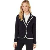 Sacouri elegante Piped Knit Two-Button Sweater Blazer Femei