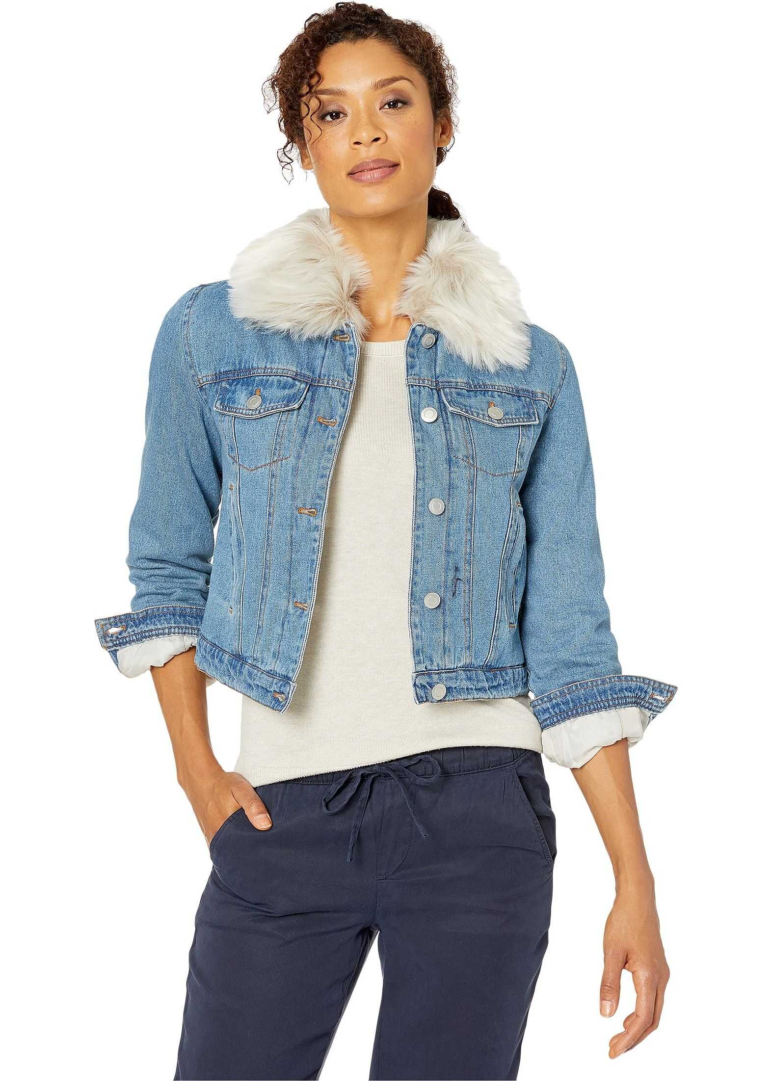 U.S. POLO ASSN. Jacket w/ Faux Fur & Sherpa Blue
