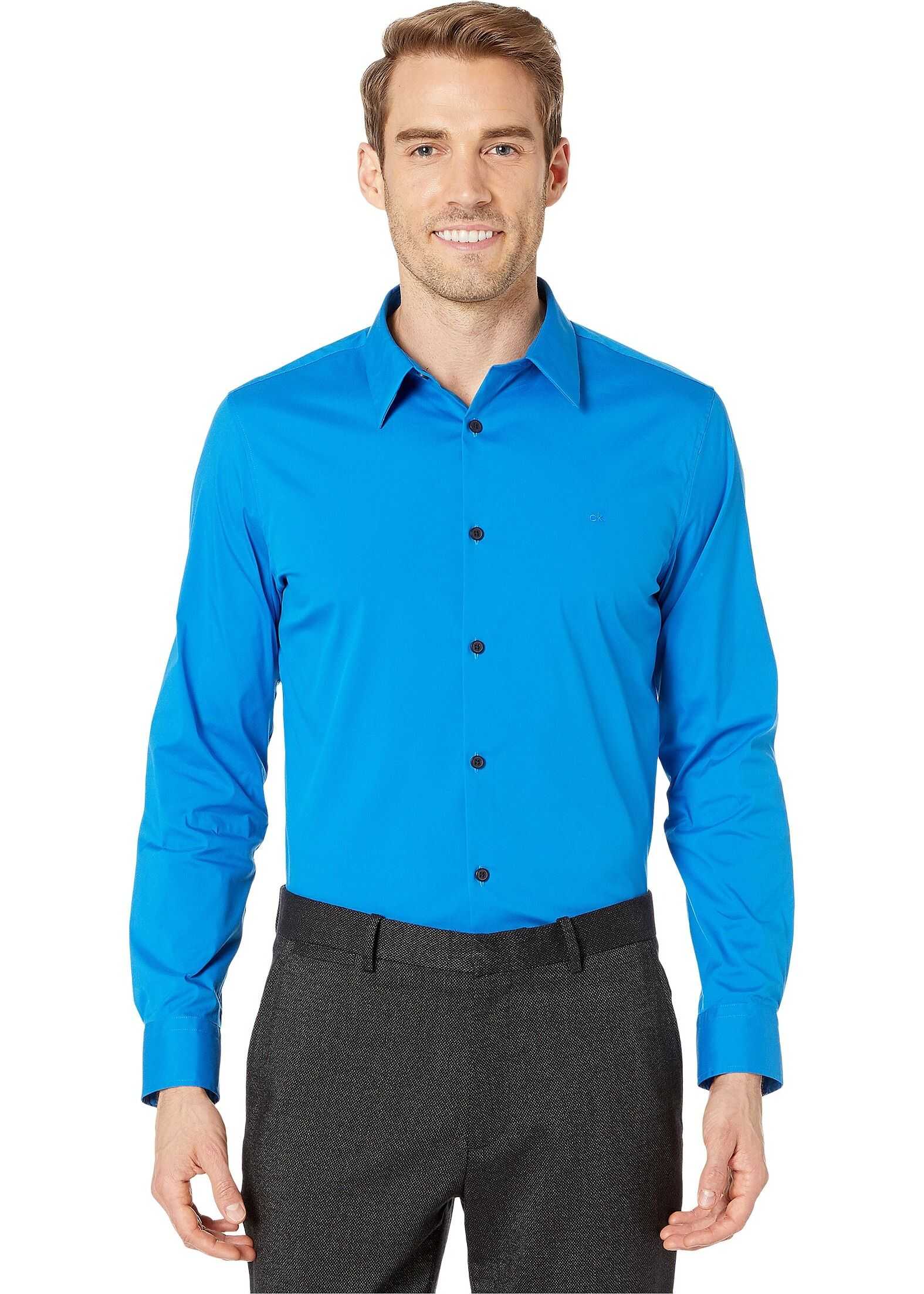 Camasa Calvin Klein The Stretch Cotton Shirt Island Blue