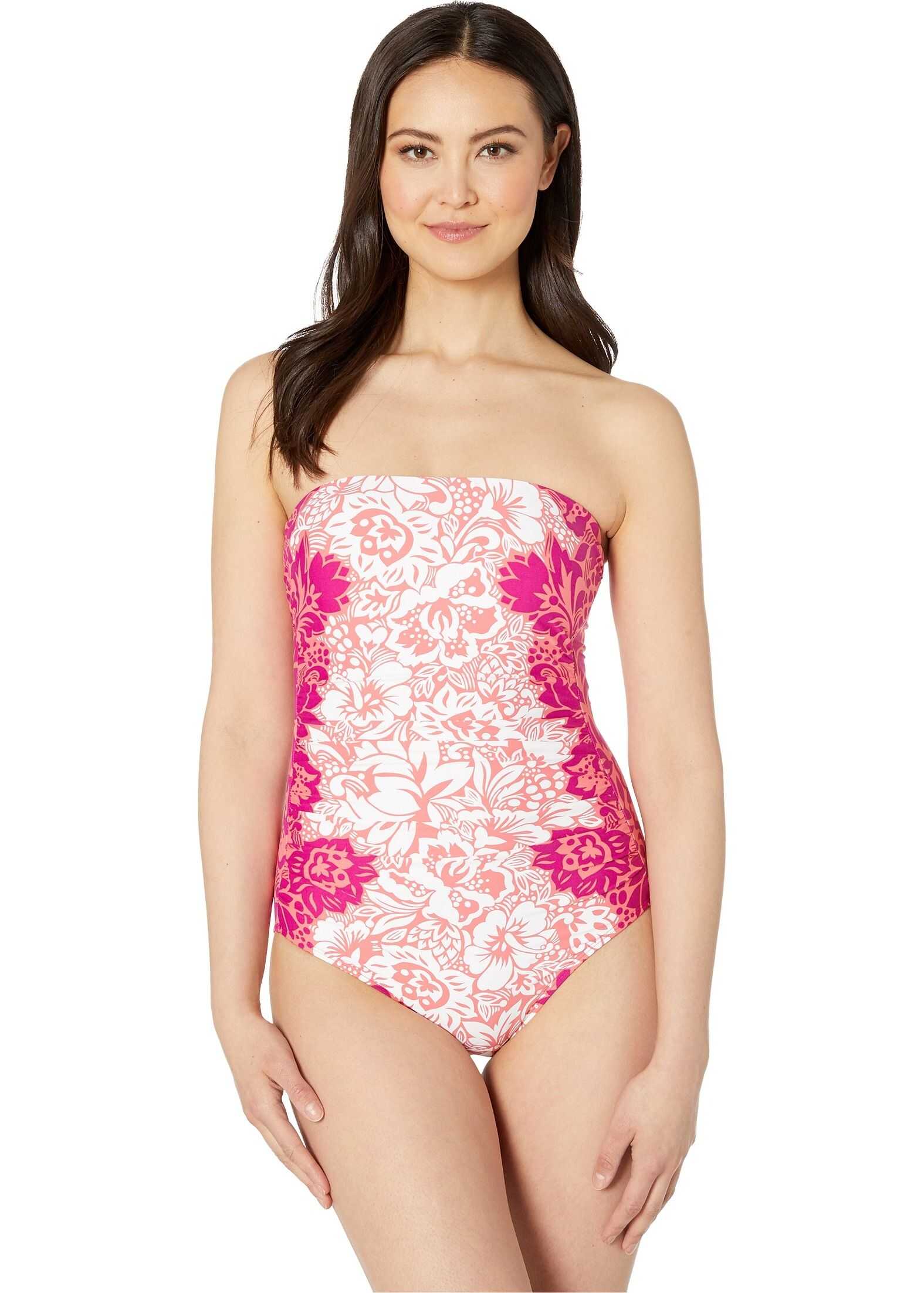 Costum Ralph Lauren Engineered Hawaiian Bandeau Underwire One-Piece Pink