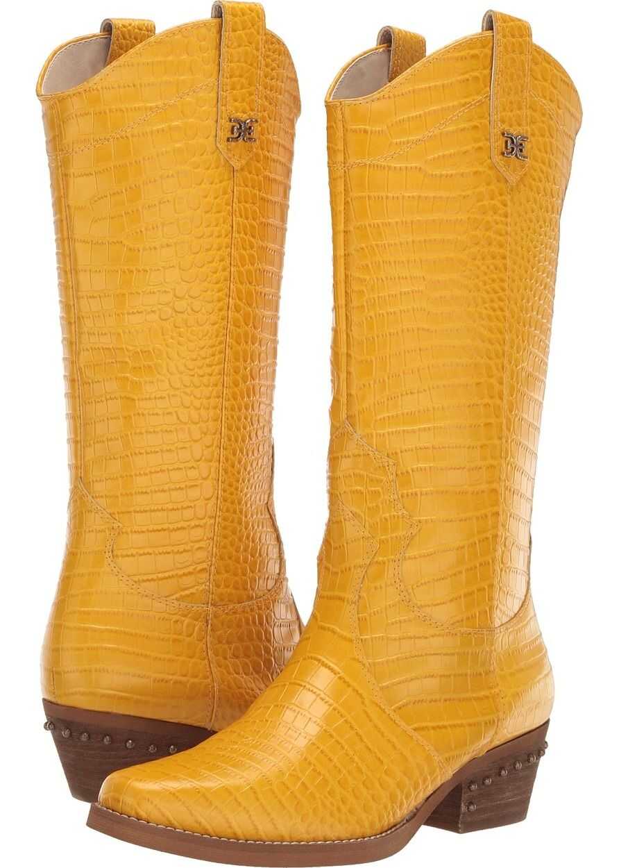 Cizma Sam Edelman Oakland Dijon Yellow Kenya Croco Embossed Leather