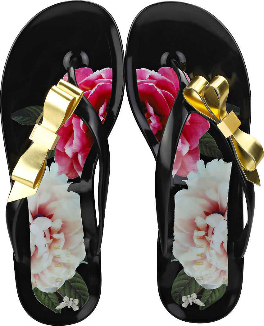 Ted Baker Suzzip Bow Detail Flip Flop Sandals In Black Black