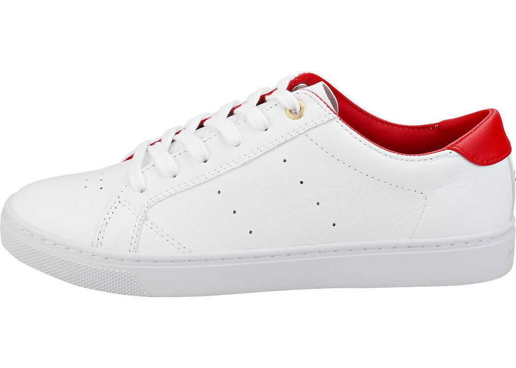 Tommy Hilfiger Lace Up Sneaker Casual Trainers In White Red White