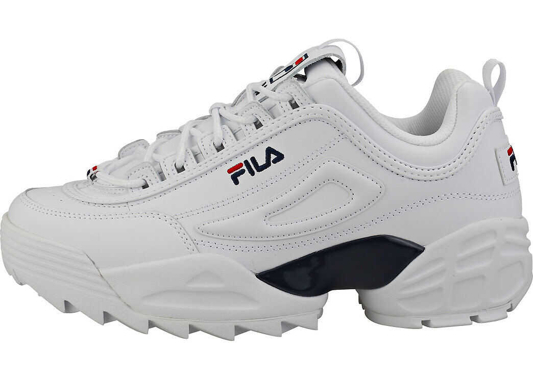 Fila Disruptor 2 Lab Platform Trainers In White Navy Red White