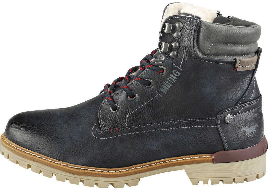 Mustang Lace Up Side Zip Chukka Boots In Navy Blue