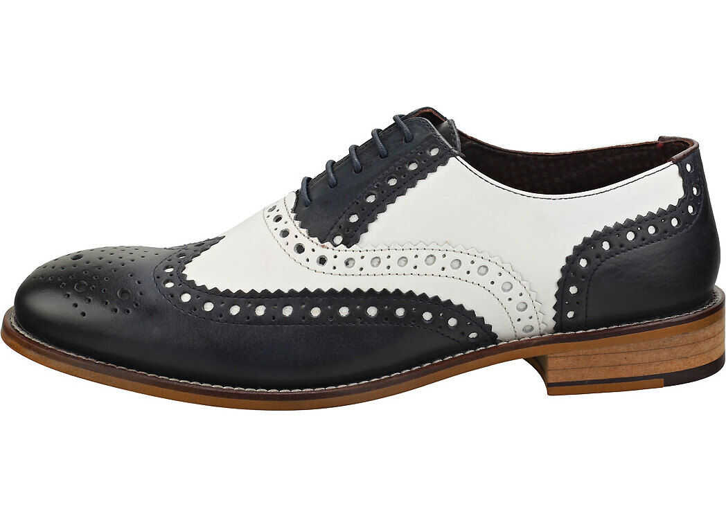 London Brogues Gatsby Brogue Shoes In Navy White Blue