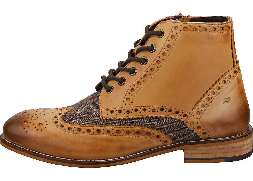 London Brogues Gatsby Six Eyelet Brogue Boots In Tan Brown Tan