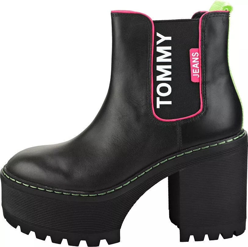 Tommy Jeans Chelsea Cleated Heel Chelsea Boots In Black Black