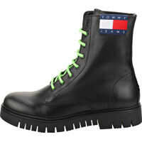 Cizme decupate Neon Detail Lace Up Fashion Boots In Black Femei