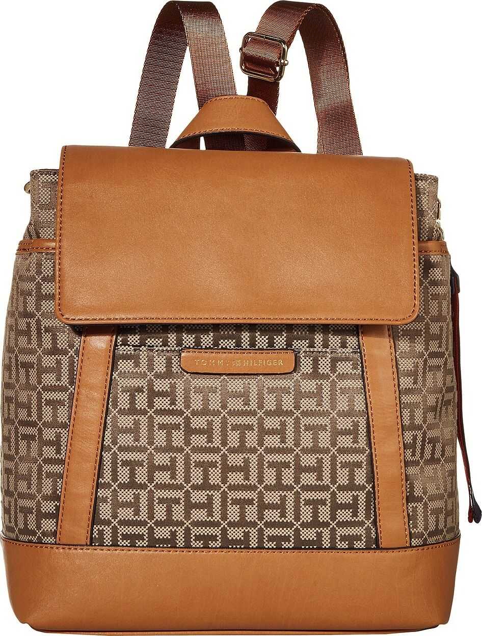Tommy Hilfiger Lottie Jacquard Backpack Tan Dark Chocolate