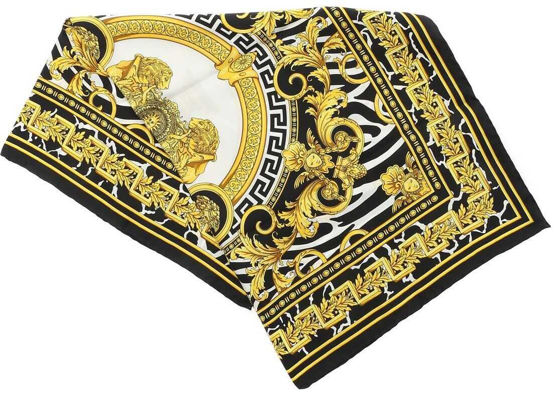 Versace Les Coupe Des Savage Print Scarf In Black Black