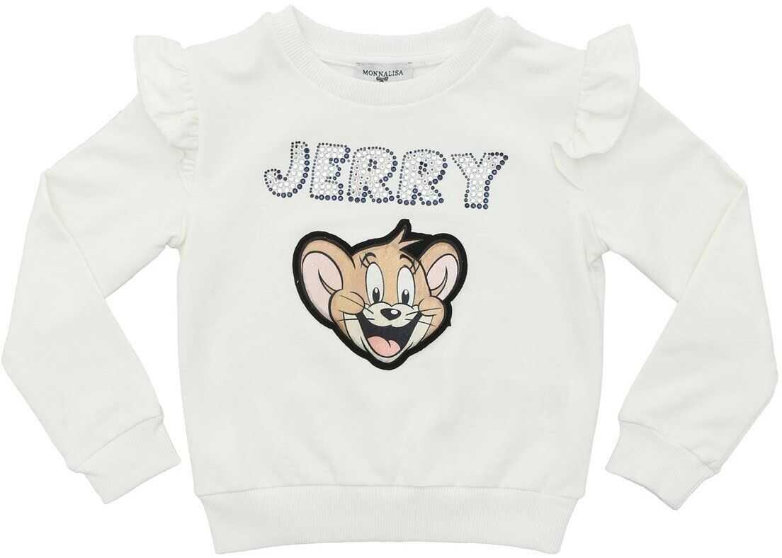 Bluza Monnalisa Jerry Sweatshirt In White With Ruffles White