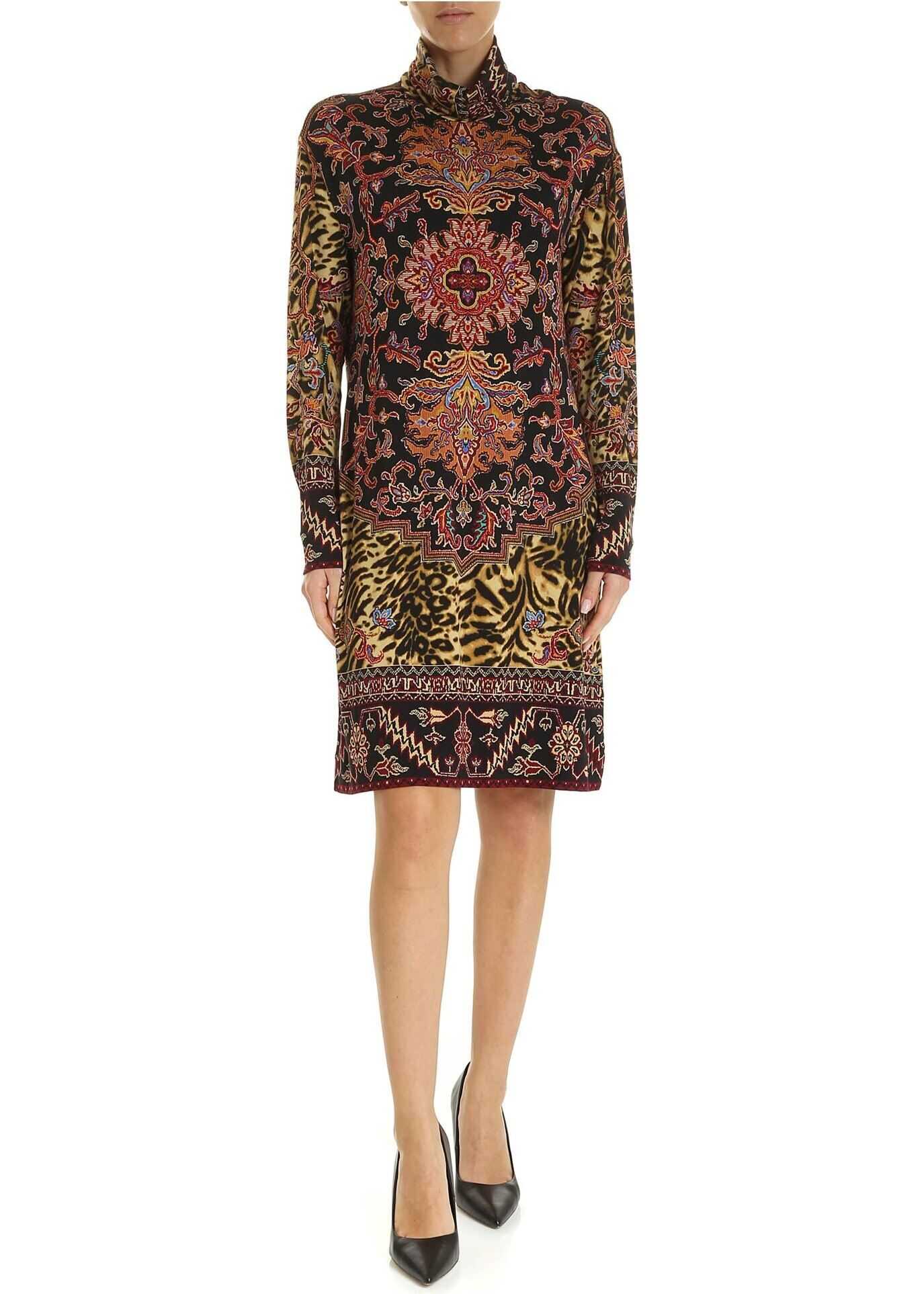 ETRO Carpet And Animal Print Dress Black