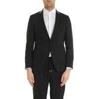 Sacouri office Dark Black Jacket With Leather Insert Barbati