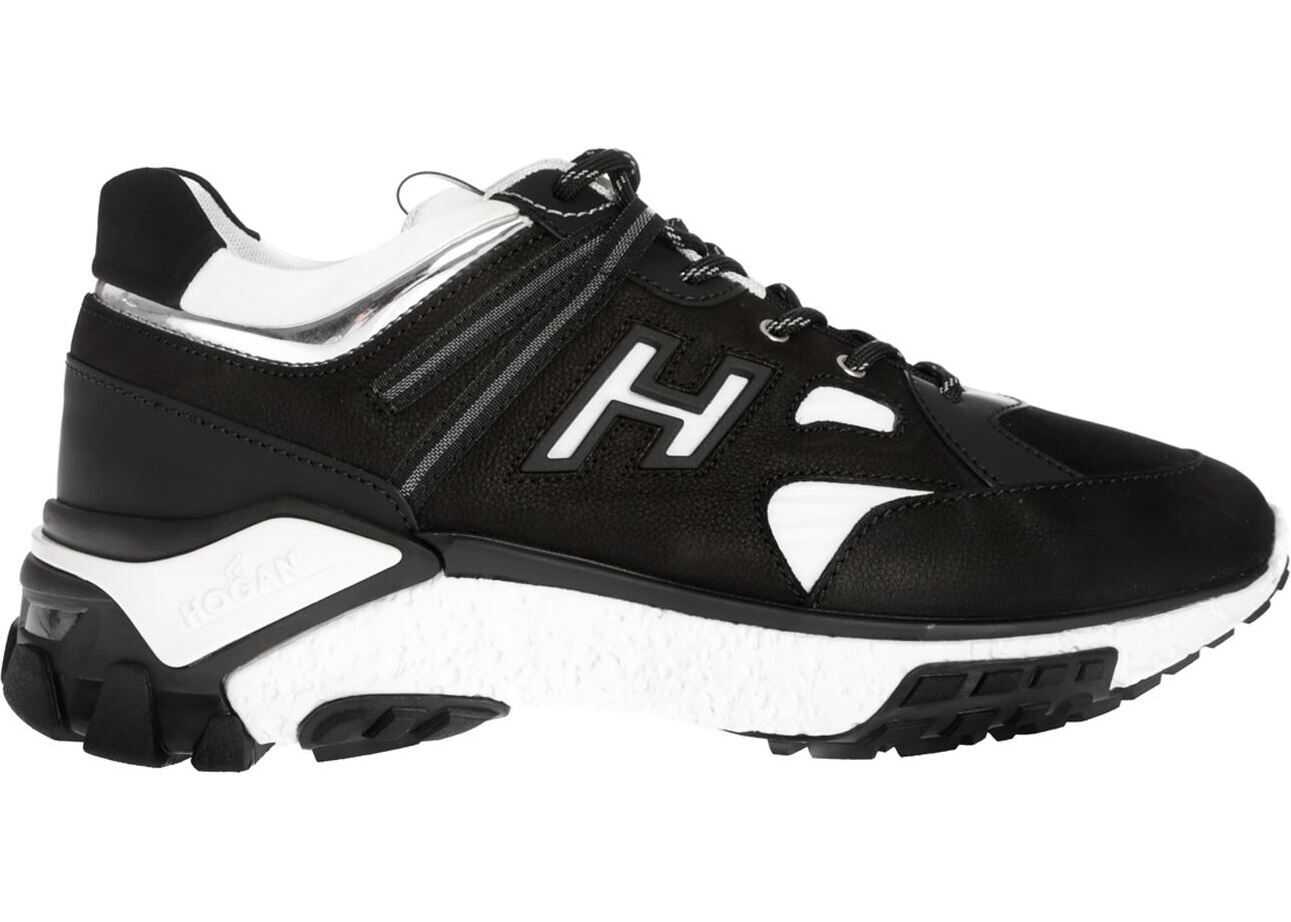 Hogan H477 Urban Trek Sneakers In Black And White Black