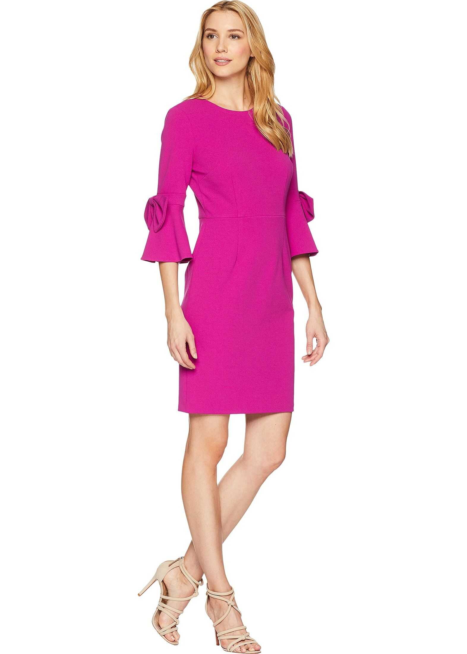 Donna Morgan 3/4 Bell Sleeve Crepe Shift Dress w/ Bow Detail at Wrist* Orchid