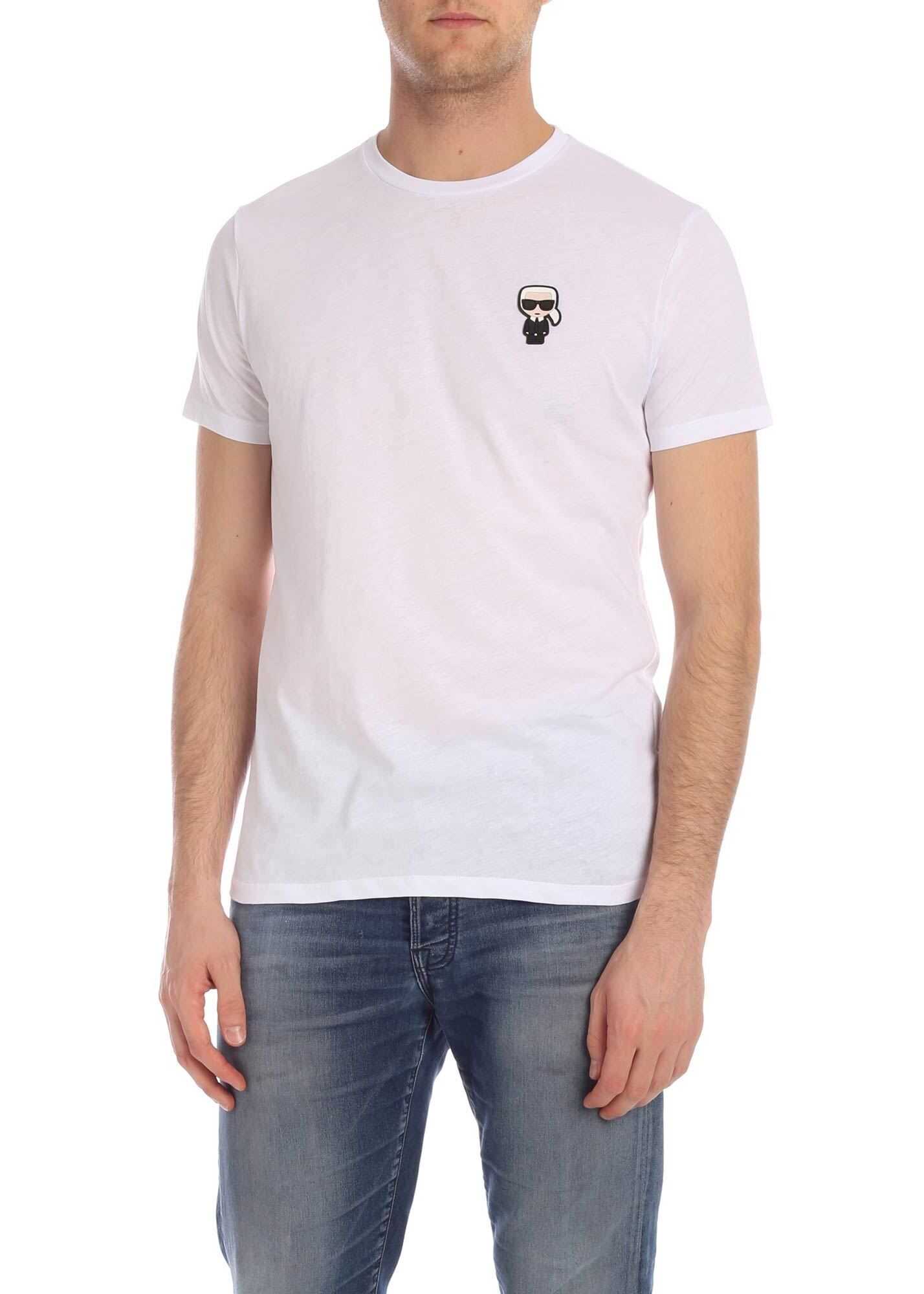 Karl Lagerfeld Ikonik Rubber White T-Shirt With Patch White